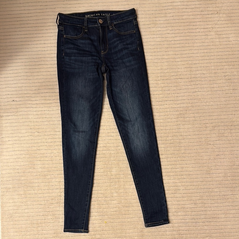 American Eagle Outfitters Blue Skinny Jeans with Tapered Leg